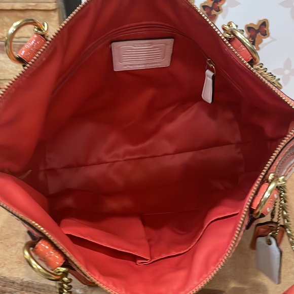 Coach Pink and Orange Striped Bag - Picture 10 of 11